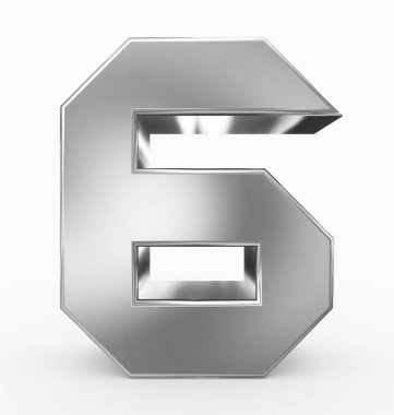 6 3d küp gümüş beyaz - 3d render izole numara