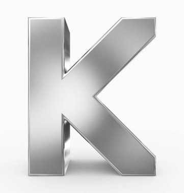 K harfi 3d küp gümüş beyaz - 3d render izole