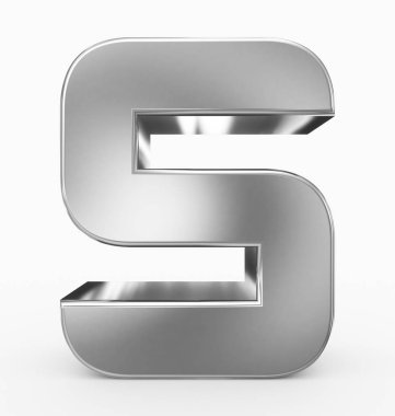 S harfi 3d küp yuvarlak gümüş beyaz - 3d render izole