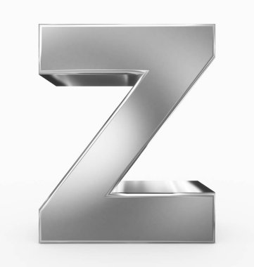 Z harfi 3d küp gümüş beyaz - 3d render izole