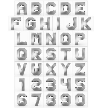 Beyaz - 3d render izole harf ve rakam 3d küp gümüş