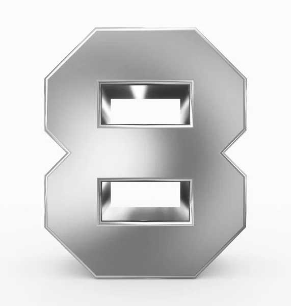 Число Кубическое Серебро Выделенное Белом Рендеринг — стоковое фото
