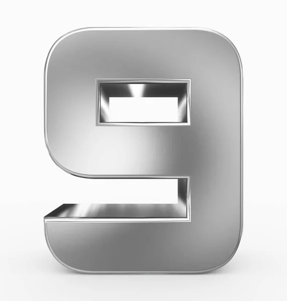 Число Кубический Округлый Серебро Изолированы Белом Рендеринг — стоковое фото