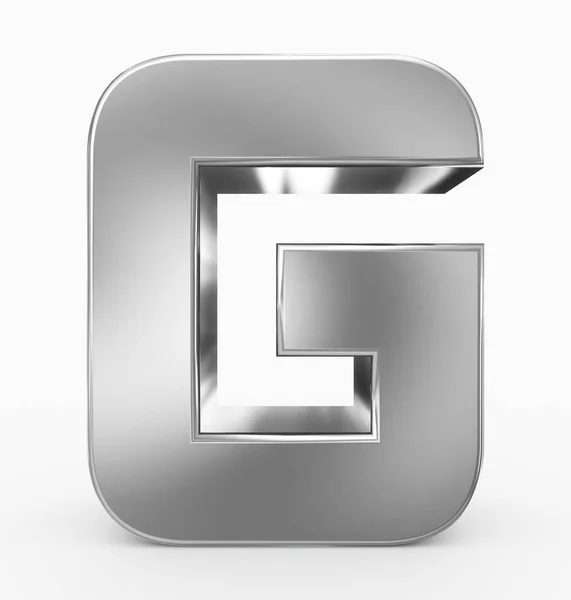 Letter Cubic Rounded Silver Isolated White Rendering — Stock Photo, Image