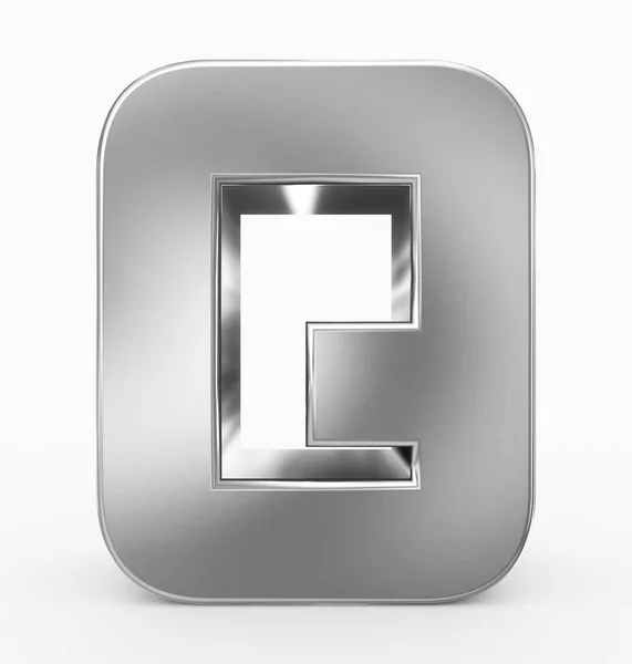 Буква Кубический Округлый Серебро Изолированы Белом Рендеринг — стоковое фото