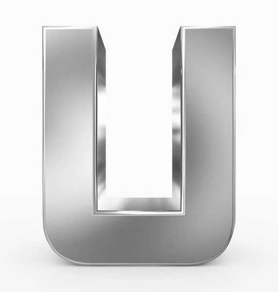 Letter Cubic Rounded Silver Isolated White Rendering — Stock Photo, Image