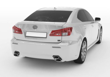 beyaz - beyaz boya, izole araba cam - arka sağ yan görünüm - 3d render renkli