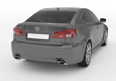 beyaz - gri boya, izole araba cam - arka sağ yan görünüm - 3d render renkli