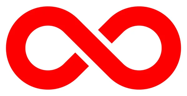Simbolo Dell Infinito Rosso Semplice Con Interruzione Isolato Illustrazione Vettoriale — Vettoriale Stock