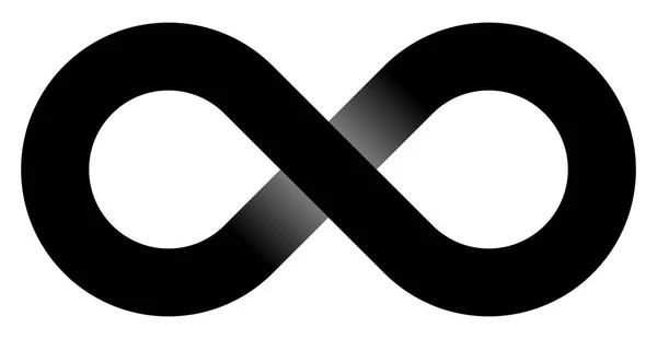 Simbolo Infinito Nero Semplice Con Dissolvenza Bianco Isolato Illustrazione Vettoriale — Vettoriale Stock