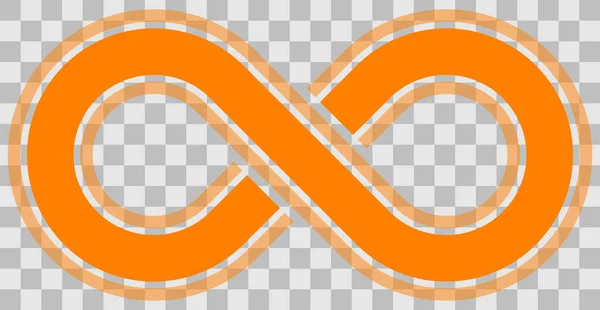 Simbolo Infinito Arancione Delineato Con Interruzione Trasparenza Punti Isolato Illustrazione — Vettoriale Stock