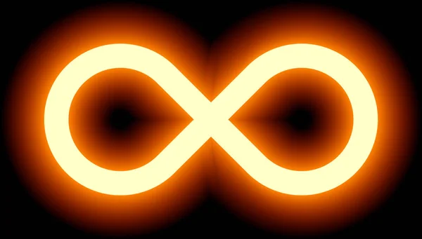 Infinity Symbool Oranje Licht Kleur Van Gloed Van Tint Met — Stockvector