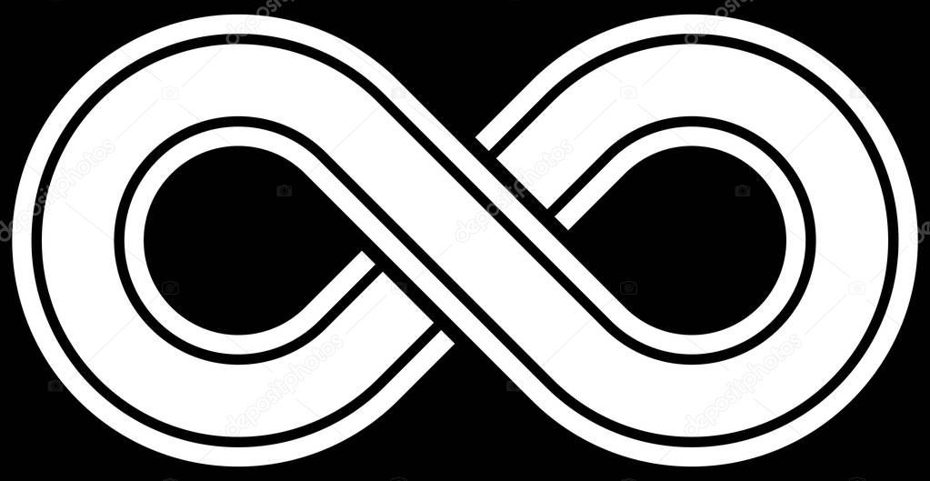 infinity symbol white - outlined with discontinuation - isolated - vector illustration