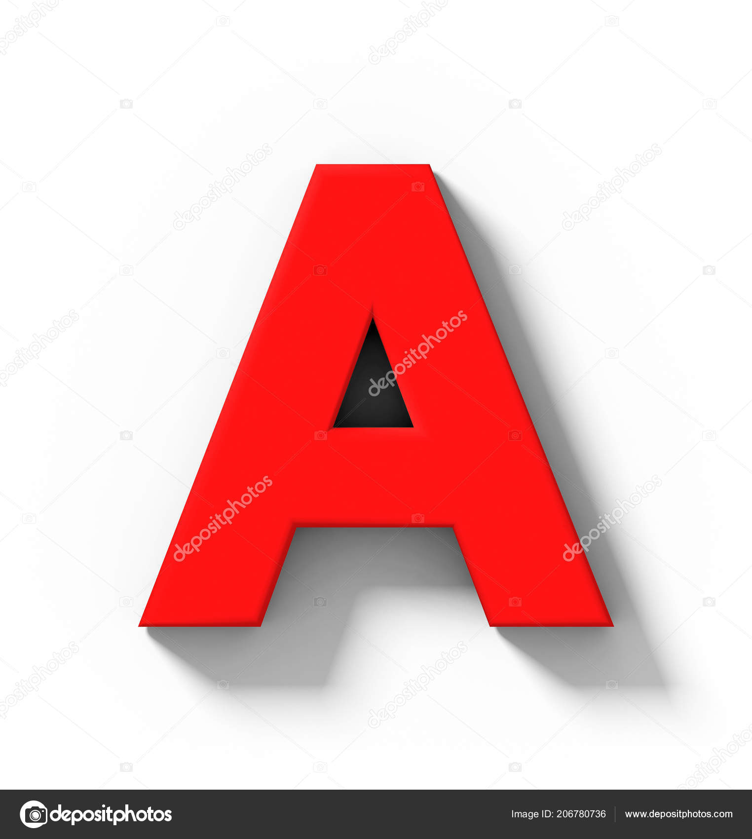 Letter Red Isolated White Shadow Orthogonal Projection Rendering Stock ...