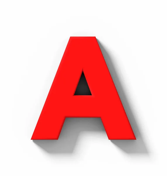 Letra Vermelho Isolado Branco Com Sombra Projeção Ortogonal Renderização — Fotografia de Stock