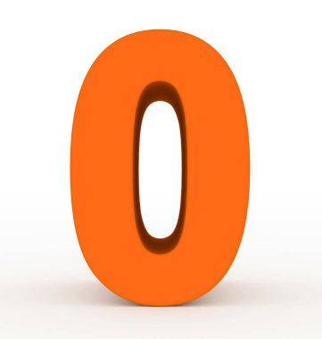 sayı 0 beyaz - 3d render izole 3d temiz turuncu