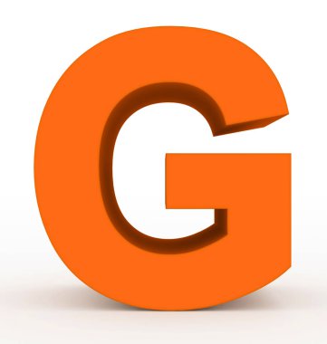 G harfi 3d temiz turuncu beyaz - 3d render izole
