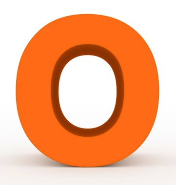 O harfi 3d turuncu beyaz - 3d render izole