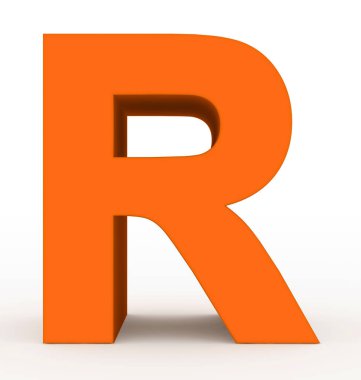 R harfi 3d turuncu beyaz - 3d render izole