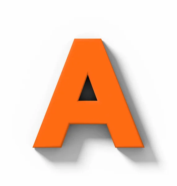 Letra Una Naranja Aislada Blanco Con Sombra Proyección Ortogonal Representación —  Fotos de Stock