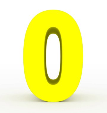 sayı 0 beyaz - 3d render izole 3d temiz sarı
