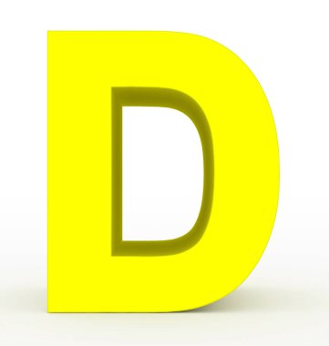 D harfi 3d temiz sarı beyaz - 3d render izole