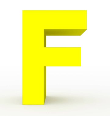 F harfi 3d temiz sarı beyaz - 3d render izole