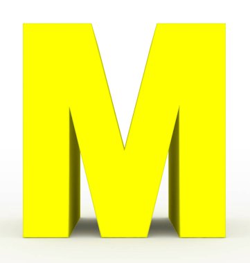 A harfi 3d sarı beyaz - 3d render izole