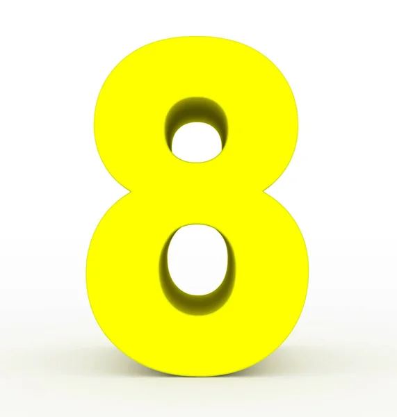 Number Clean Yellow Isolated White Rendering — Stock Photo, Image