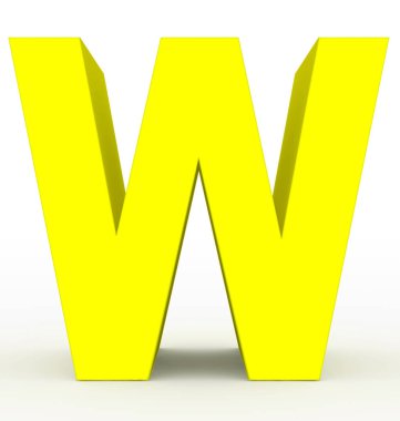 harf W 3d sarı beyaz - 3d render izole