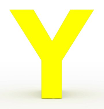 Y harfi 3d sarı beyaz - 3d render izole