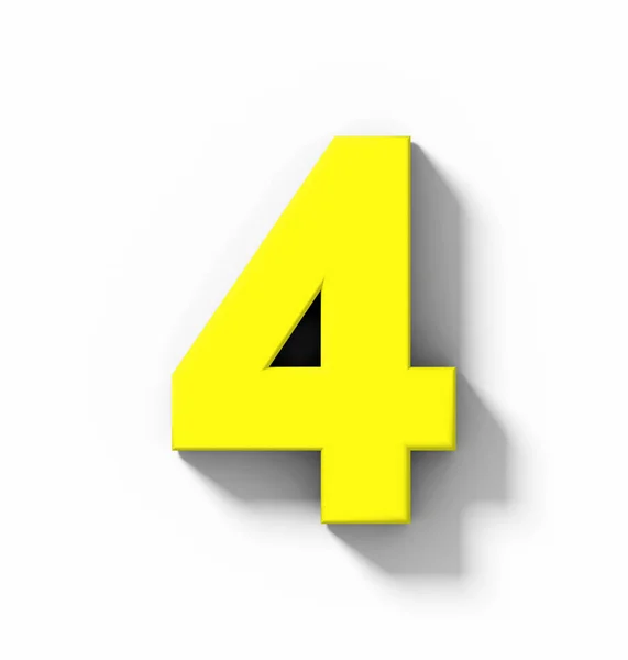 Número Amarillo Aislado Blanco Con Sombra Proyección Ortogonal Representación —  Fotos de Stock