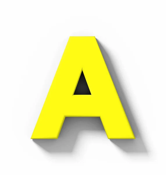 Letra Amarillo Aislado Blanco Con Sombra Proyección Ortogonal Representación — Foto de Stock
