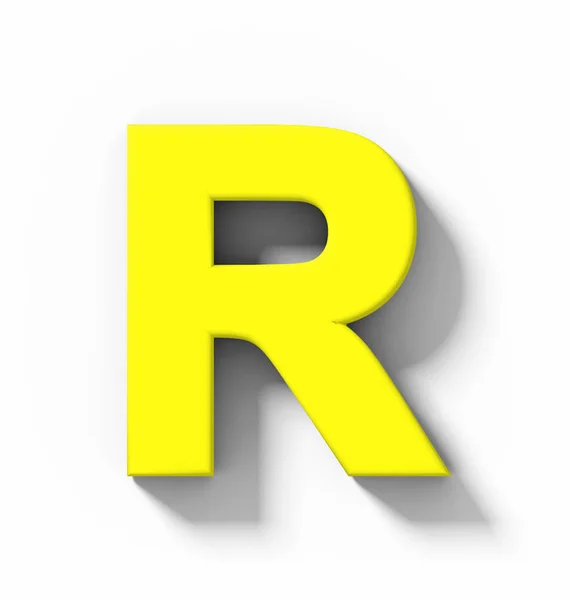 Буква Желтый Изолированный Белом Тенью Ортогональная Проекция Рендеринг — стоковое фото