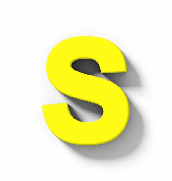 Letra Amarelo Isolado Branco Com Sombra Projeção Ortogonal Renderização — Fotografia de Stock