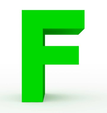 F harfi 3d temiz yeşil beyaz - 3d render izole