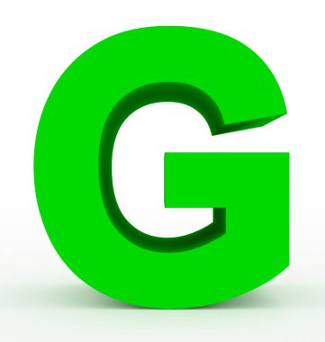 G harfi 3d temiz yeşil beyaz - 3d render izole
