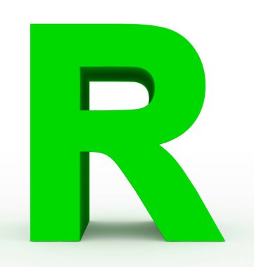 R harfi 3d yeşil beyaz - 3d render izole