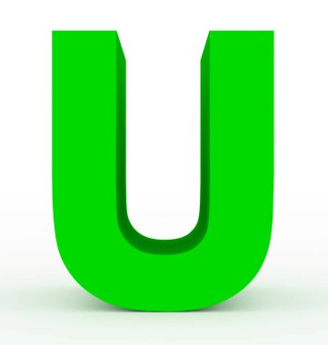 U harfi 3d yeşil beyaz - 3d render izole