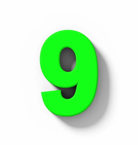 Nummer Grön Isolerad Vit Med Shadow Ortogonal Projektion Rendering — Stockfoto