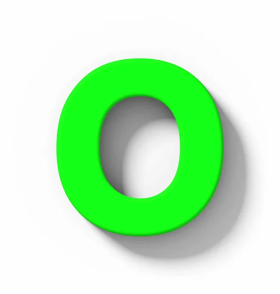 Letra Verde Aislado Blanco Con Sombra Proyección Ortogonal Representación — Foto de Stock