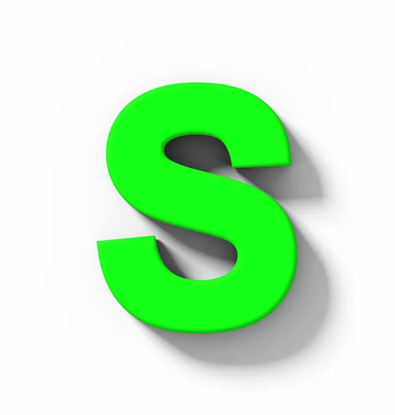 Letra Verde Aislado Blanco Con Sombra Proyección Ortogonal Representación —  Fotos de Stock