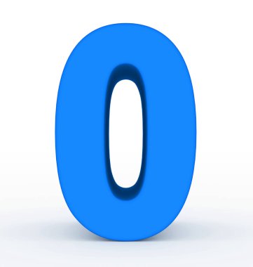 sayı 0 beyaz - 3d render izole 3d temiz mavi