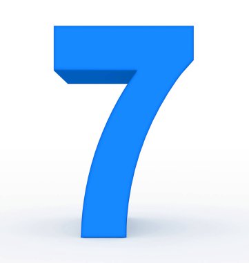 Sayı 7 - 3d işleme beyaz izole 3d temiz mavi