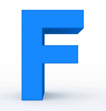 F harfi 3d temiz mavi beyaz - 3d render izole