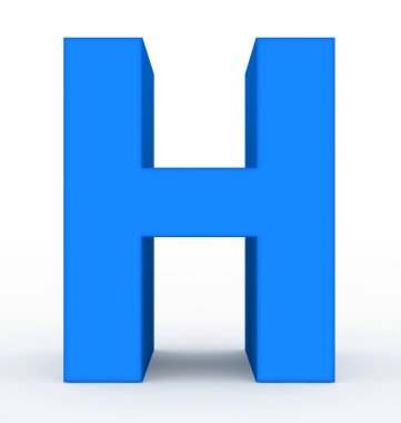 H harfi 3d temiz mavi beyaz - 3d render izole