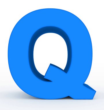 harf Q 3d mavi beyaz - 3d render izole