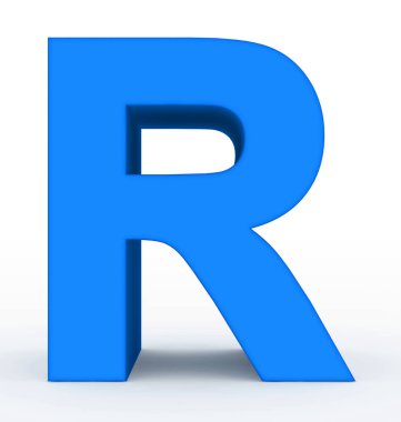 R harfi 3d mavi beyaz - 3d render izole