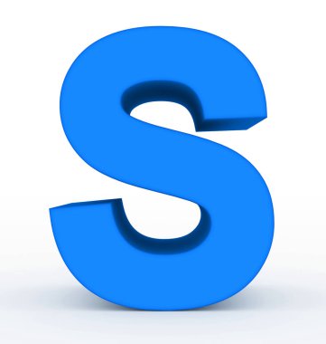 S harfi 3d mavi beyaz - 3d render izole
