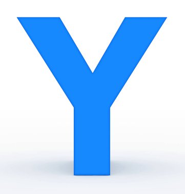 Y harfi 3d mavi beyaz - 3d render izole
